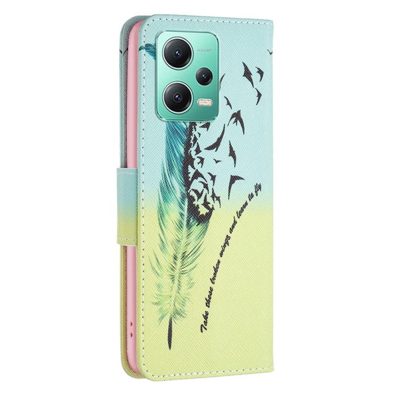 Flip Case Für Xiaomi Redmi Note 12 5G Feder