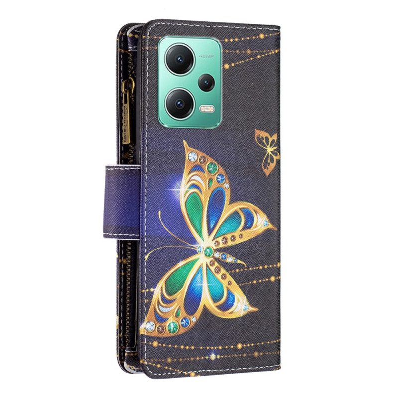 Flip Case Für Xiaomi Redmi Note 12 5G Geldbörse Mit Goldenen Schmetterlingen