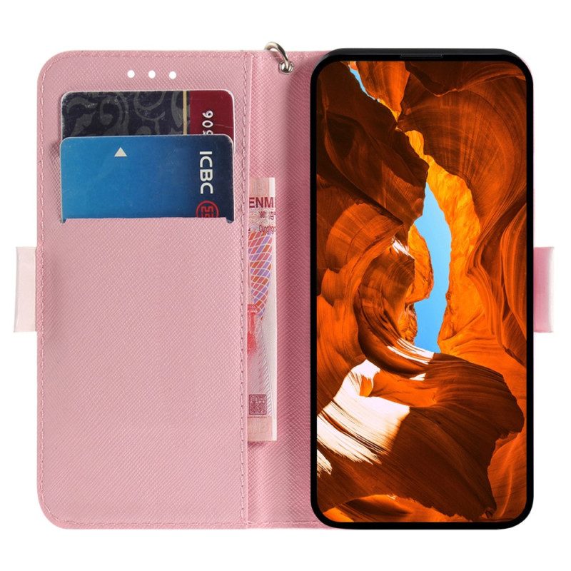 Flip Case Für Xiaomi Redmi Note 12 5G Mit Kordel Riemchenpumpe