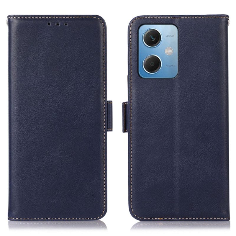 Flip Case Für Xiaomi Redmi Note 12 5G Rfid-funktion Aus Echtem Leder