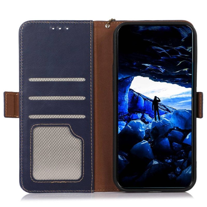 Flip Case Für Xiaomi Redmi Note 12 5G Rfid-funktion Aus Echtem Leder