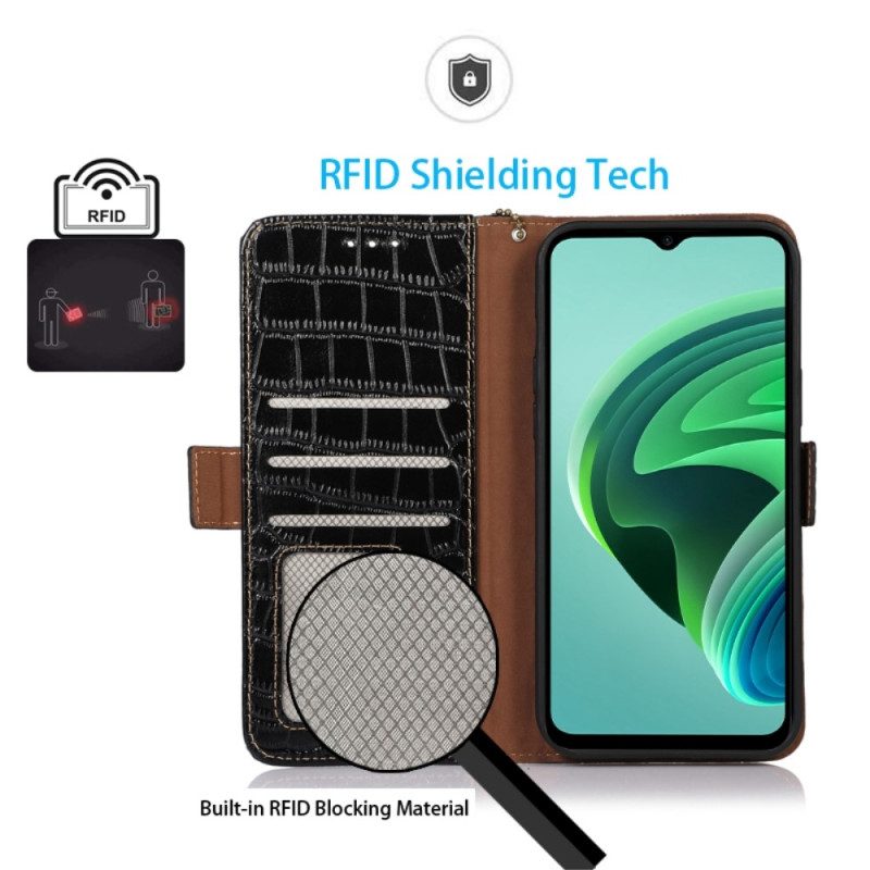 Flip Case Für Xiaomi Redmi Note 12 5G Rfid Im Krokodil-stil