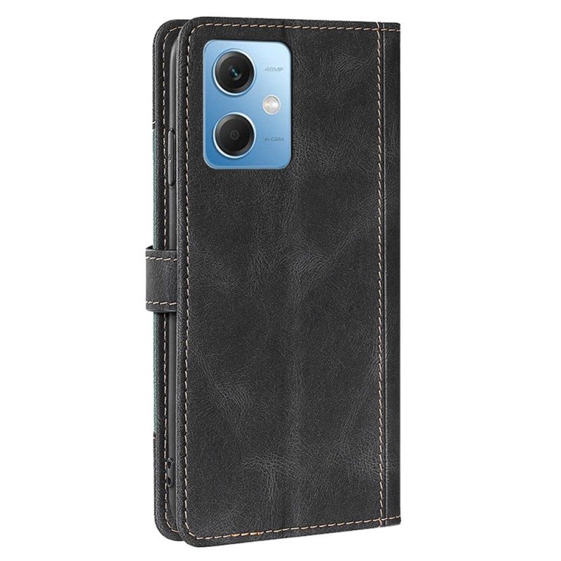 Flip Case Für Xiaomi Redmi Note 12 5G Zweifarbiges Blumenmuster