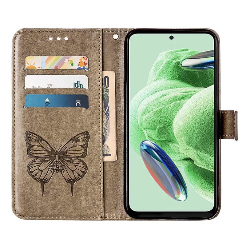 Lederhüllen Für Xiaomi Redmi Note 12 5G Blumenschmetterling