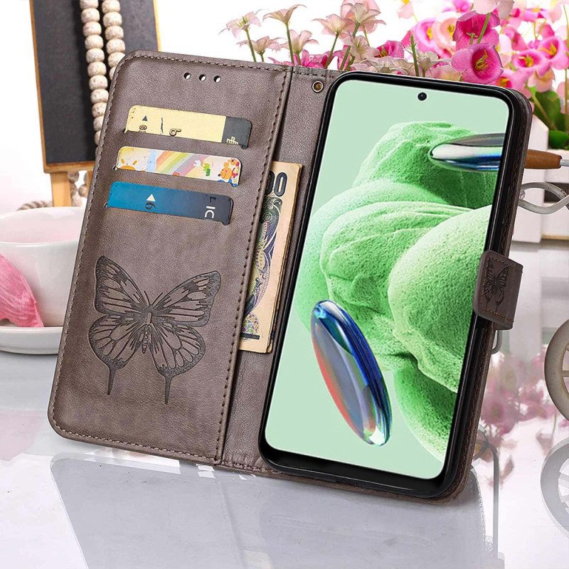 Lederhüllen Für Xiaomi Redmi Note 12 5G Blumenschmetterling