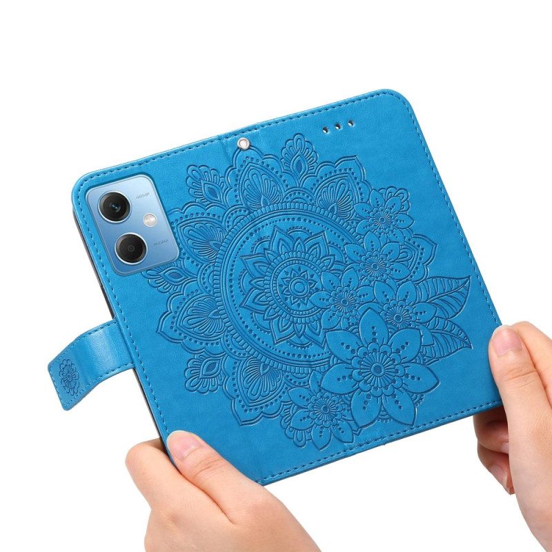 Lederhüllen Für Xiaomi Redmi Note 12 5G Mit Kordel Riemen-blumen-mandala