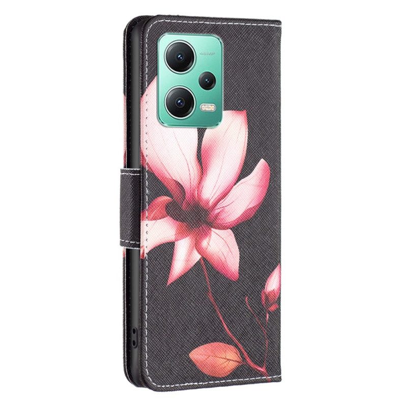 Lederhüllen Für Xiaomi Redmi Note 12 5G Pinke Blume