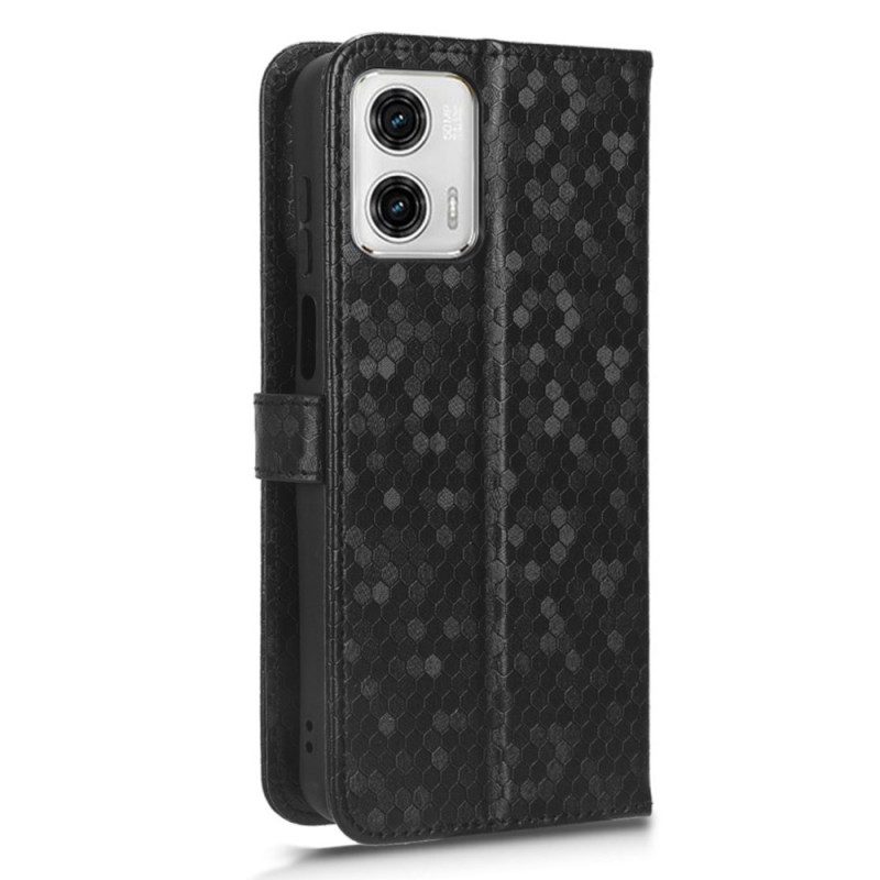 Flip Case Für Moto G73 5G Mit Kordel 3d-riemchendesign