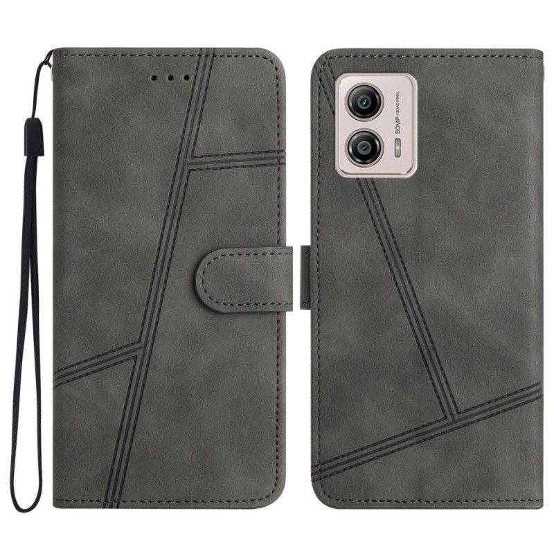 Flip Case Für Moto G73 5G Mit Kordel Lanyard-linien