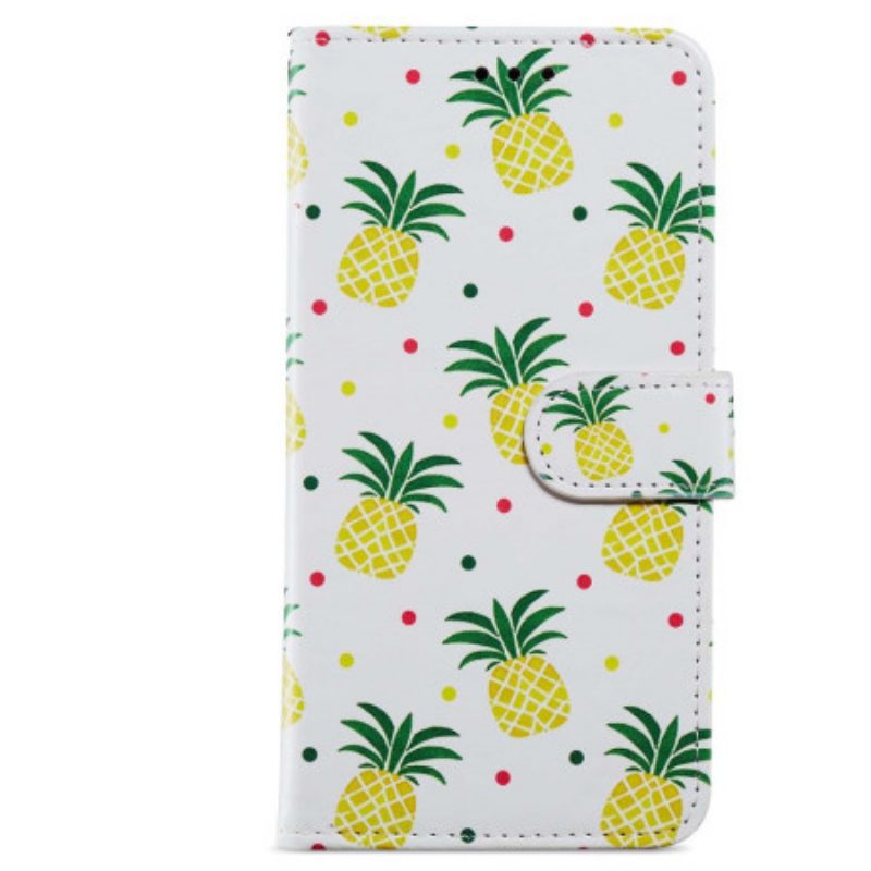 Flip Case Für Moto G73 5G Mit Kordel Riemchen-ananas