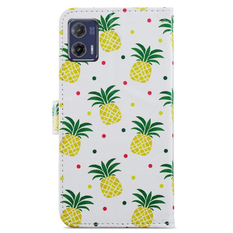 Flip Case Für Moto G73 5G Mit Kordel Riemchen-ananas