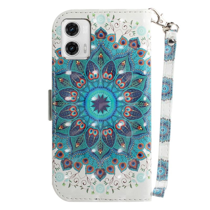 Flip Case Für Moto G73 5G Mit Kordel Riemchen-mandala