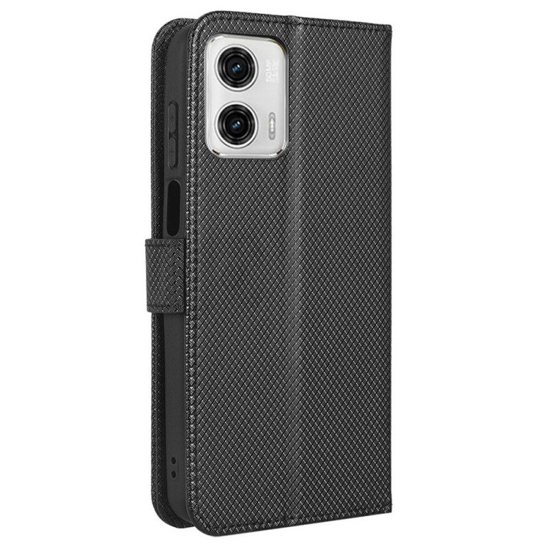 Flip Case Für Moto G73 5G Mit Kordel Stylisches Riemchen-kunstleder