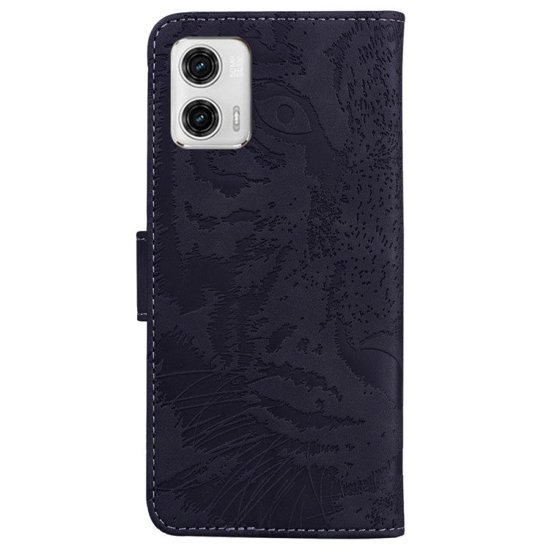 Flip Case Für Moto G73 5G Tiger-fußabdruck