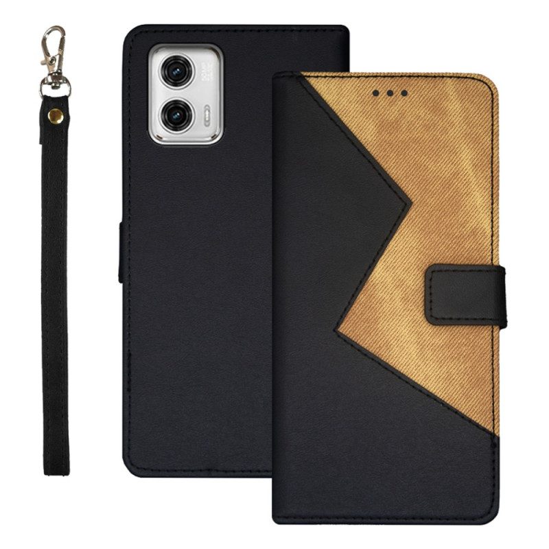 Flip Case Für Moto G73 5G Zweifarbiges Idewei