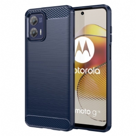 Handyhülle Für Moto G73 5G Gebürstete Kohlefaser