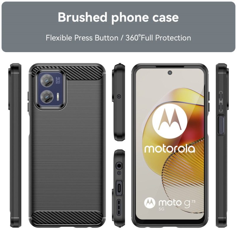 Handyhülle Für Moto G73 5G Gebürstete Kohlefaser