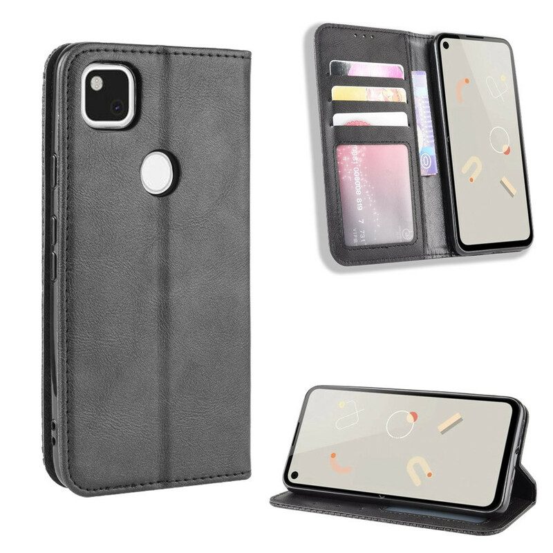 Schutzhülle Für Google Pixel 4A Flip Case Stilisierter Vintage-ledereffekt