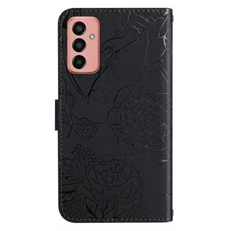 Flip Case Für Samsung Galaxy M13 Schmetterlingsanhänger Und Schultergurt