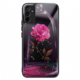 Handyhülle Für Samsung Galaxy M13 Funkelndes Rosa Gehärtetes Glas