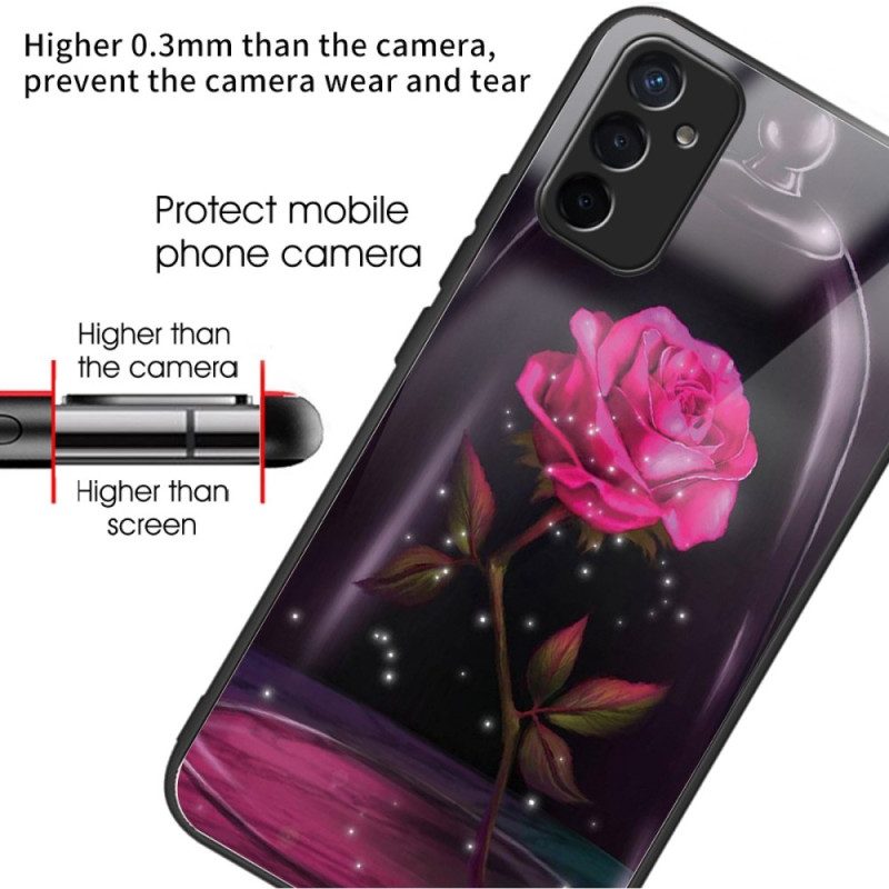 Handyhülle Für Samsung Galaxy M13 Funkelndes Rosa Gehärtetes Glas