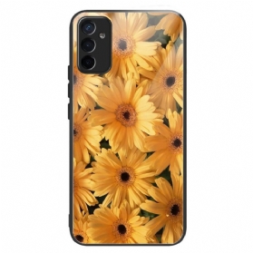 Handyhülle Für Samsung Galaxy M13 Sonnenblumen Gehärtetes Glas