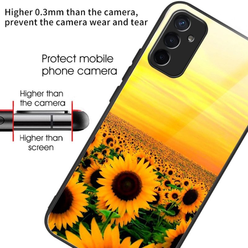 Handyhülle Für Samsung Galaxy M13 Variante „sonnenblumen“ Aus Gehärtetem Glas