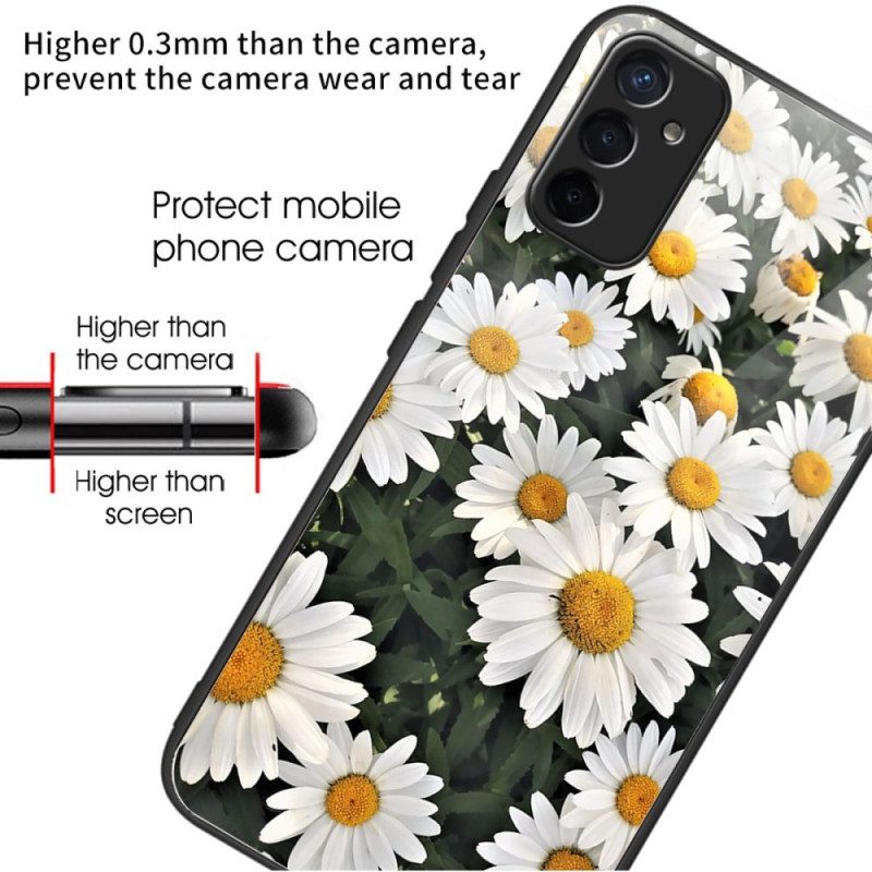 Hülle Für Samsung Galaxy M13 Gänseblümchen Aus Gehärtetem Glas