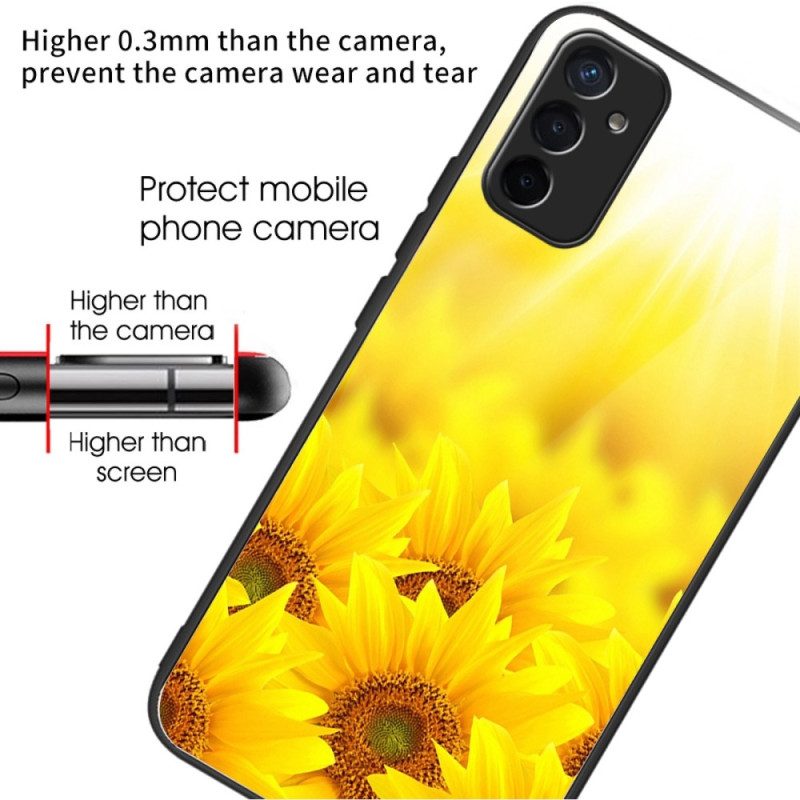 Hülle Für Samsung Galaxy M13 Sonnenblumen Aus Gehärtetem Glas