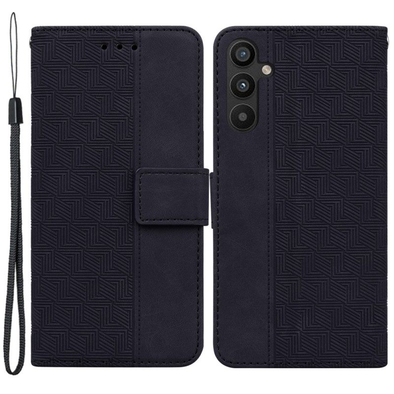 Flip Case Für Samsung Galaxy A54 5G Diskrete Muster Und Riemen