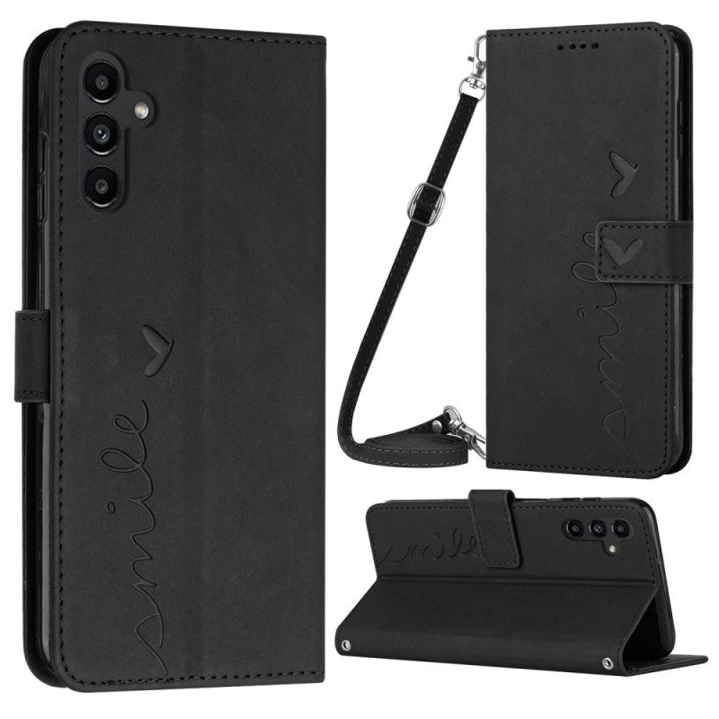 Flip Case Für Samsung Galaxy A54 5G Lächeln Mit Schultergurt