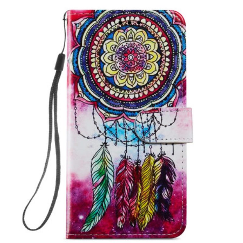 Flip Case Für Samsung Galaxy A54 5G Mit Kordel Aquarell-traumfänger Mit Riemen