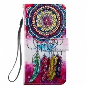 Flip Case Für Samsung Galaxy A54 5G Mit Kordel Aquarell-traumfänger Mit Riemen