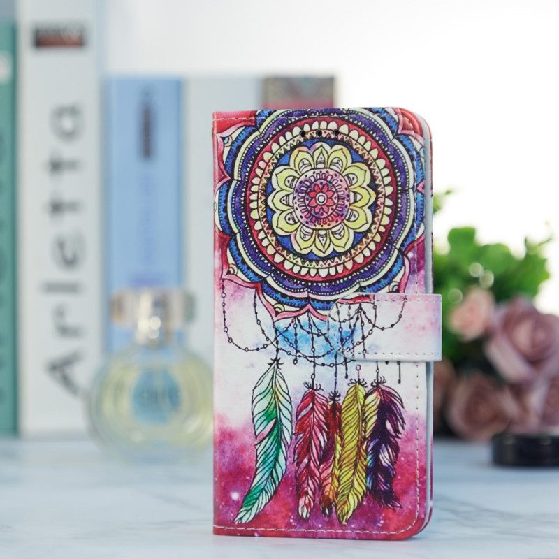 Flip Case Für Samsung Galaxy A54 5G Mit Kordel Aquarell-traumfänger Mit Riemen