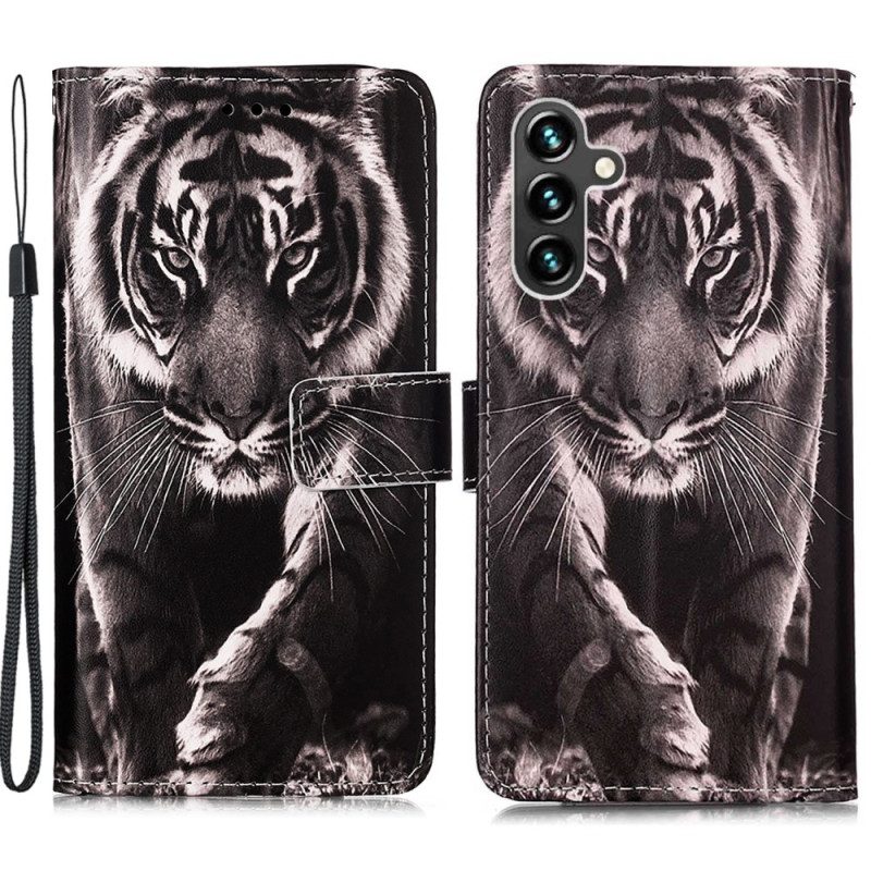 Flip Case Für Samsung Galaxy A54 5G Mit Kordel Der Tanga-tiger