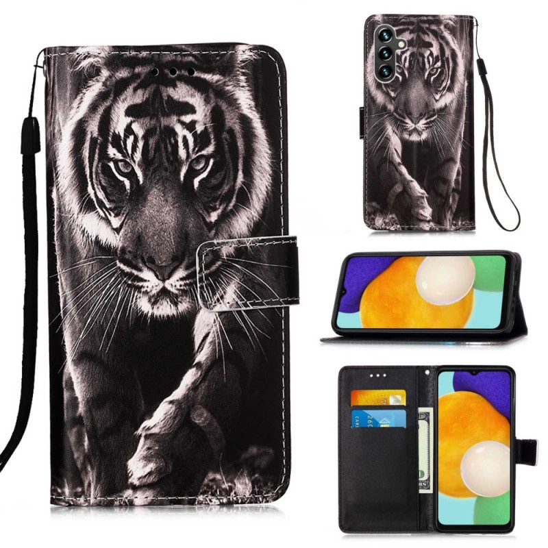 Flip Case Für Samsung Galaxy A54 5G Mit Kordel Der Tanga-tiger