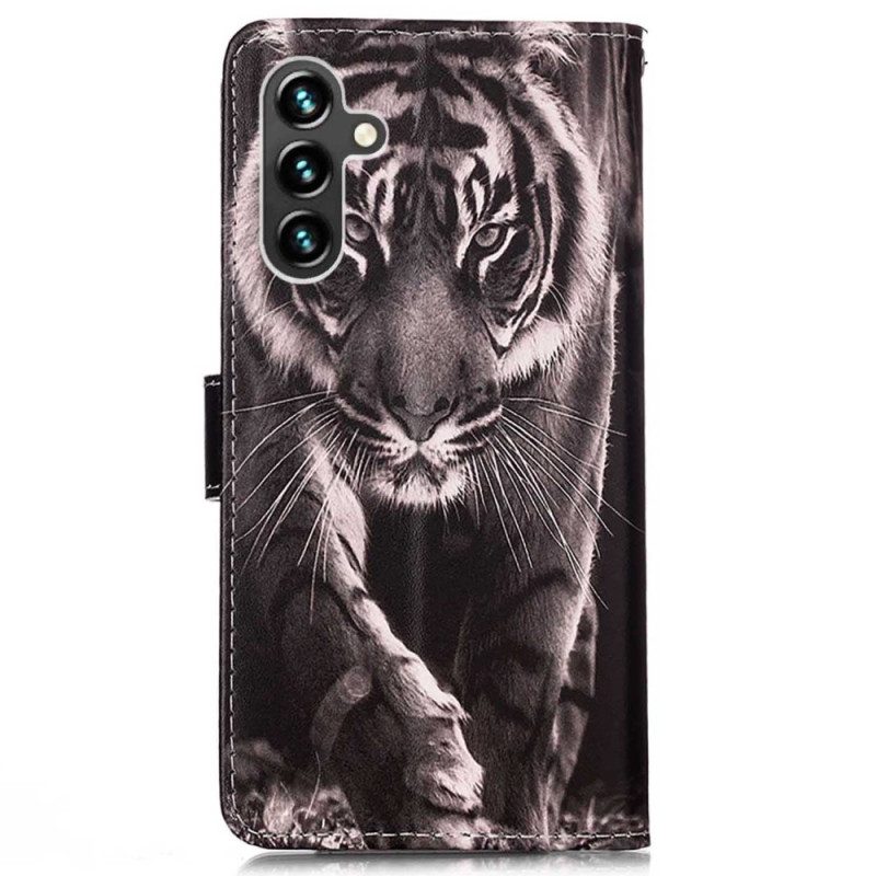 Flip Case Für Samsung Galaxy A54 5G Mit Kordel Der Tanga-tiger