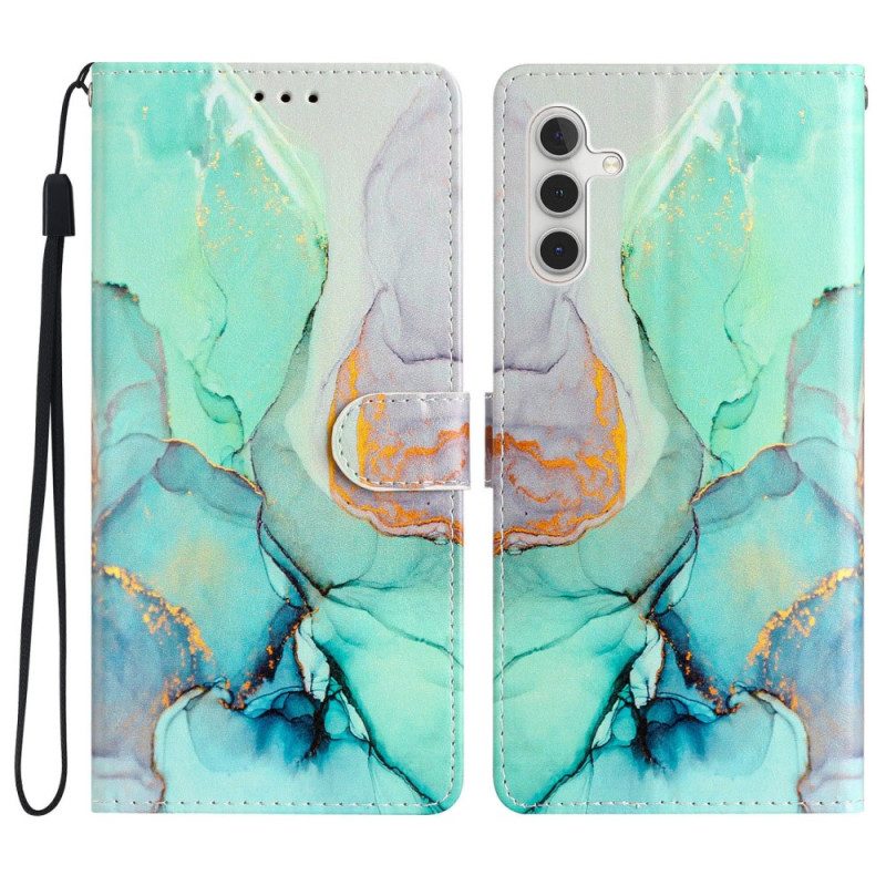 Flip Case Für Samsung Galaxy A54 5G Mit Kordel Marmoriertes Armband