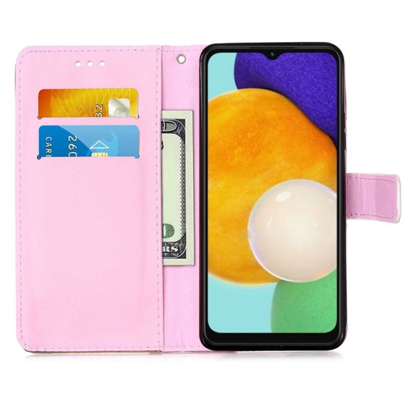 Flip Case Für Samsung Galaxy A54 5G Mit Kordel Schlüsselband Galaxy Panda