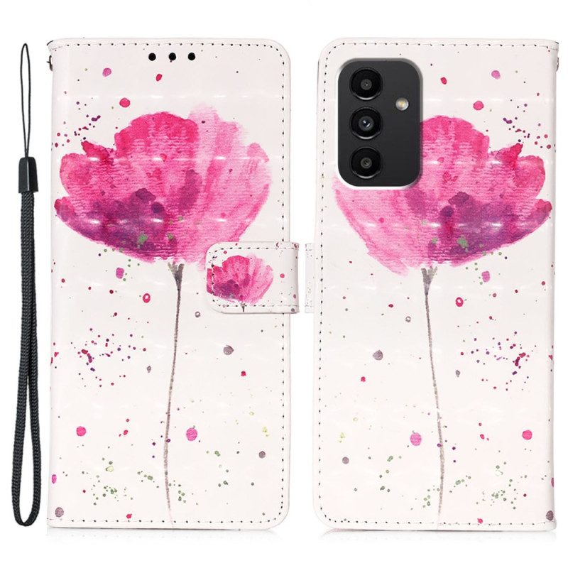 Hülle Lederhüllen Für Samsung Galaxy A54 5G Tigermohn-lanyard