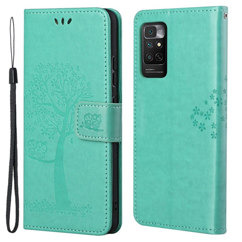 Flip Case Für Xiaomi Redmi Note 11 / 11S Mit Kordel Tangabaum Und Eulen