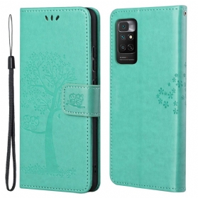 Flip Case Für Xiaomi Redmi Note 11 / 11S Mit Kordel Tangabaum Und Eulen