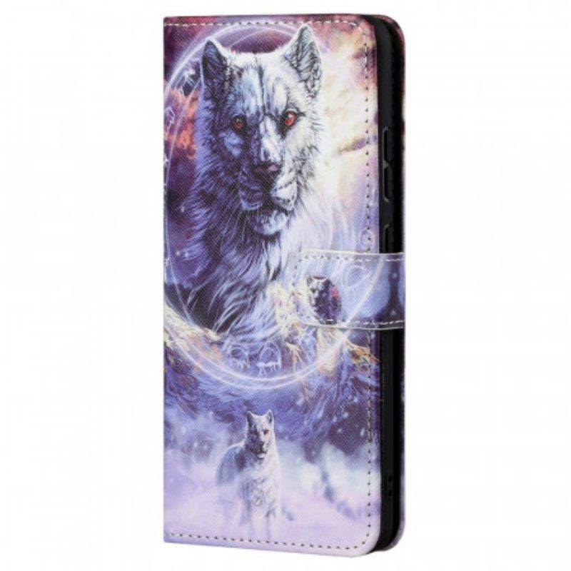 Flip Case Für Xiaomi Redmi Note 11 / 11S Wolf Im Winter Mit Schlüsselband