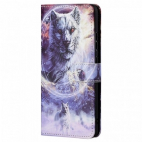 Flip Case Für Xiaomi Redmi Note 11 / 11S Wolf Im Winter Mit Schlüsselband