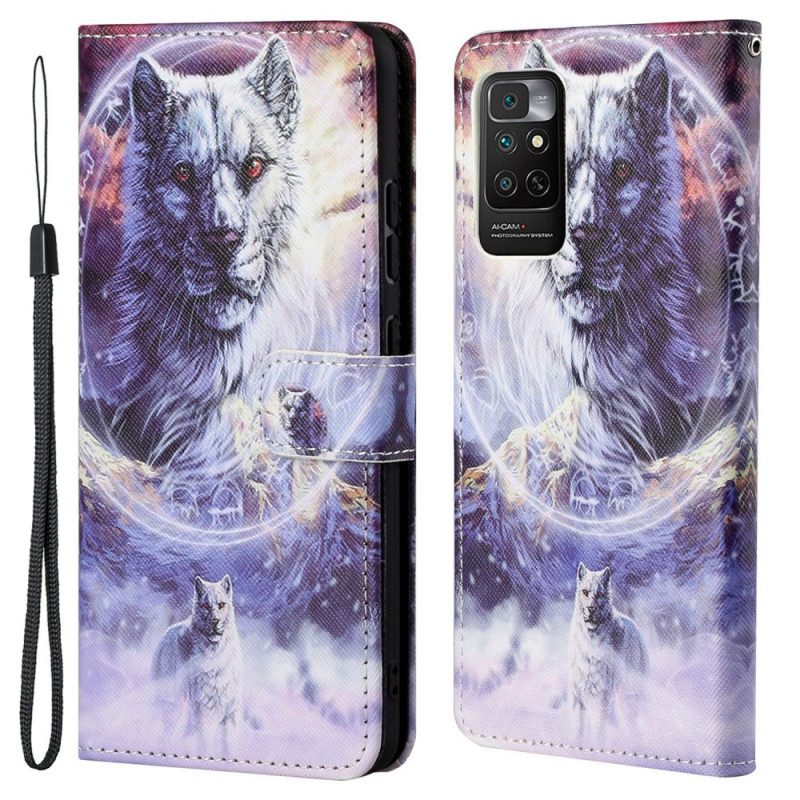 Flip Case Für Xiaomi Redmi Note 11 / 11S Wolf Im Winter Mit Schlüsselband