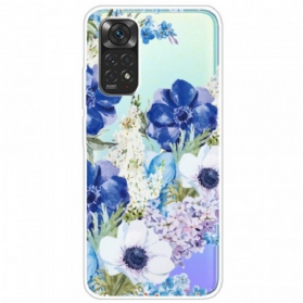 Hülle Für Xiaomi Redmi Note 11 / 11S Nahtlose Aquarellblaue Blumen