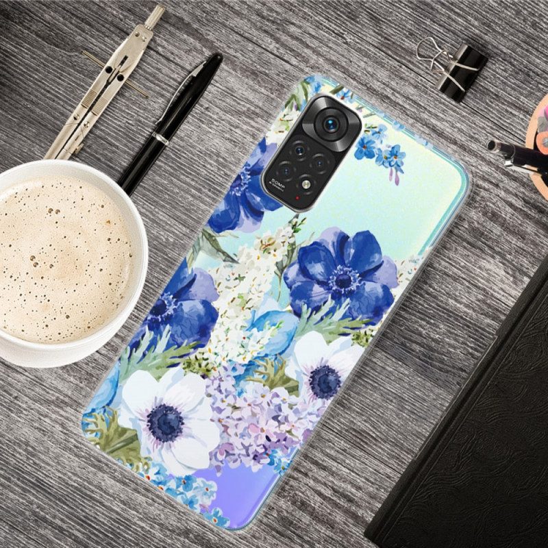 Hülle Für Xiaomi Redmi Note 11 / 11S Nahtlose Aquarellblaue Blumen