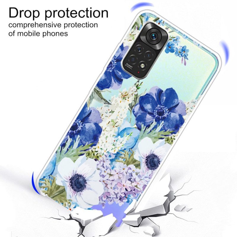 Hülle Für Xiaomi Redmi Note 11 / 11S Nahtlose Aquarellblaue Blumen