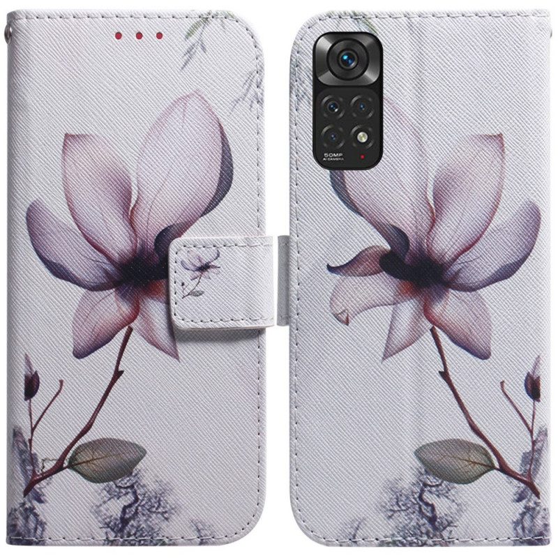 Lederhüllen Für Xiaomi Redmi Note 11 / 11S Blume Staubiges Rosa