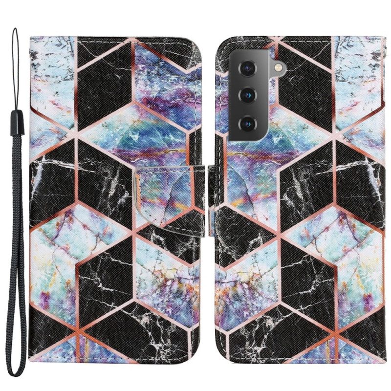 Flip Case Für Samsung Galaxy S22 Plus 5G Geometrischer Marmor